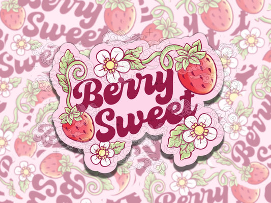 Berry Sweet Cute Strawberry Vine Waterproof Vinyl Sticker, Girly Gift for Coffee Lover, Funny Sticker for Kindle Laptop Water Bottle Journal