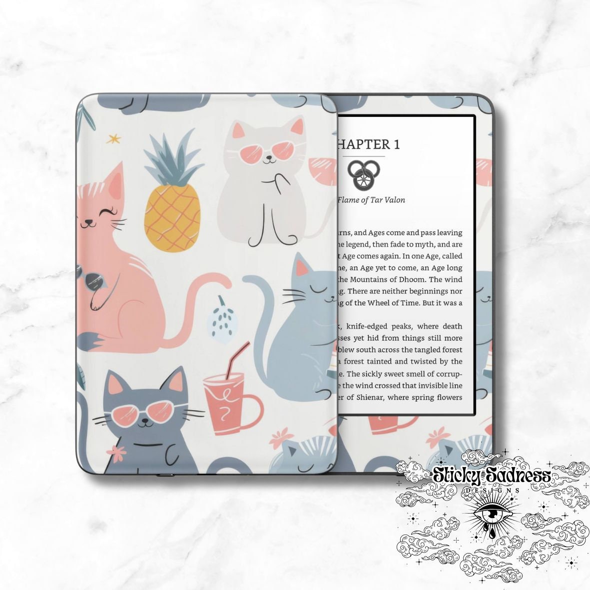 Cool Kitties Decals Insert Skin, Cute Vinyl Wrap for Kindle Kobo iPad Boox Fire, Gift for Book Lover, BookTok Accessories