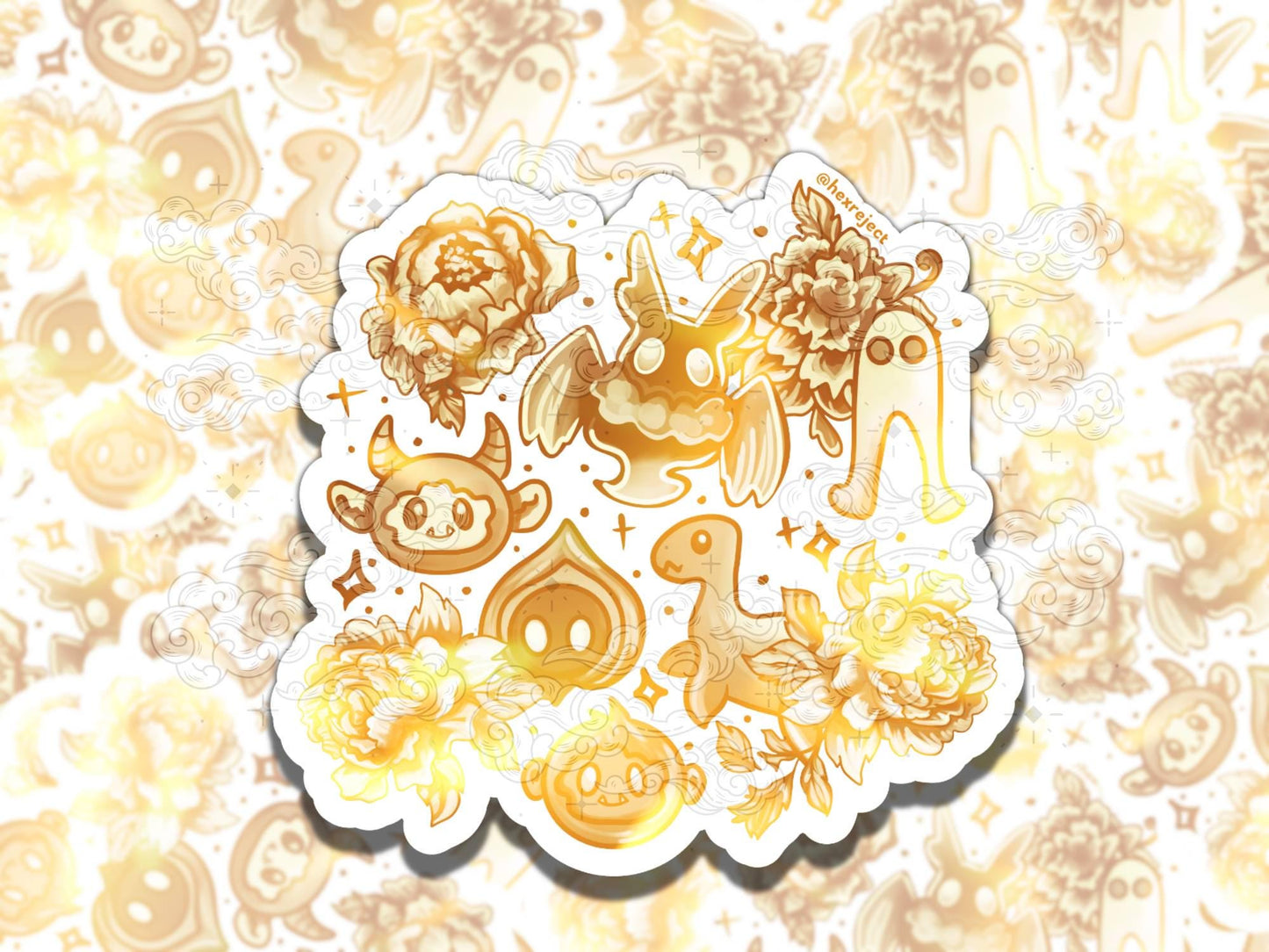 Cryptid Porcelain Cute Witchy Waterproof Vinyl Sticker, Gift for Girl Friend, Funny Sticker for Kindle Laptop Water Bottle Journal