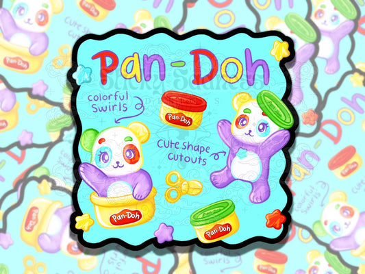 Pan-Doh Cute Panda Nostalgic Girly Waterproof Vinyl Sticker, Gift for Girl Friend, Funny Sticker for Kindle Laptop Water Bottle Journal