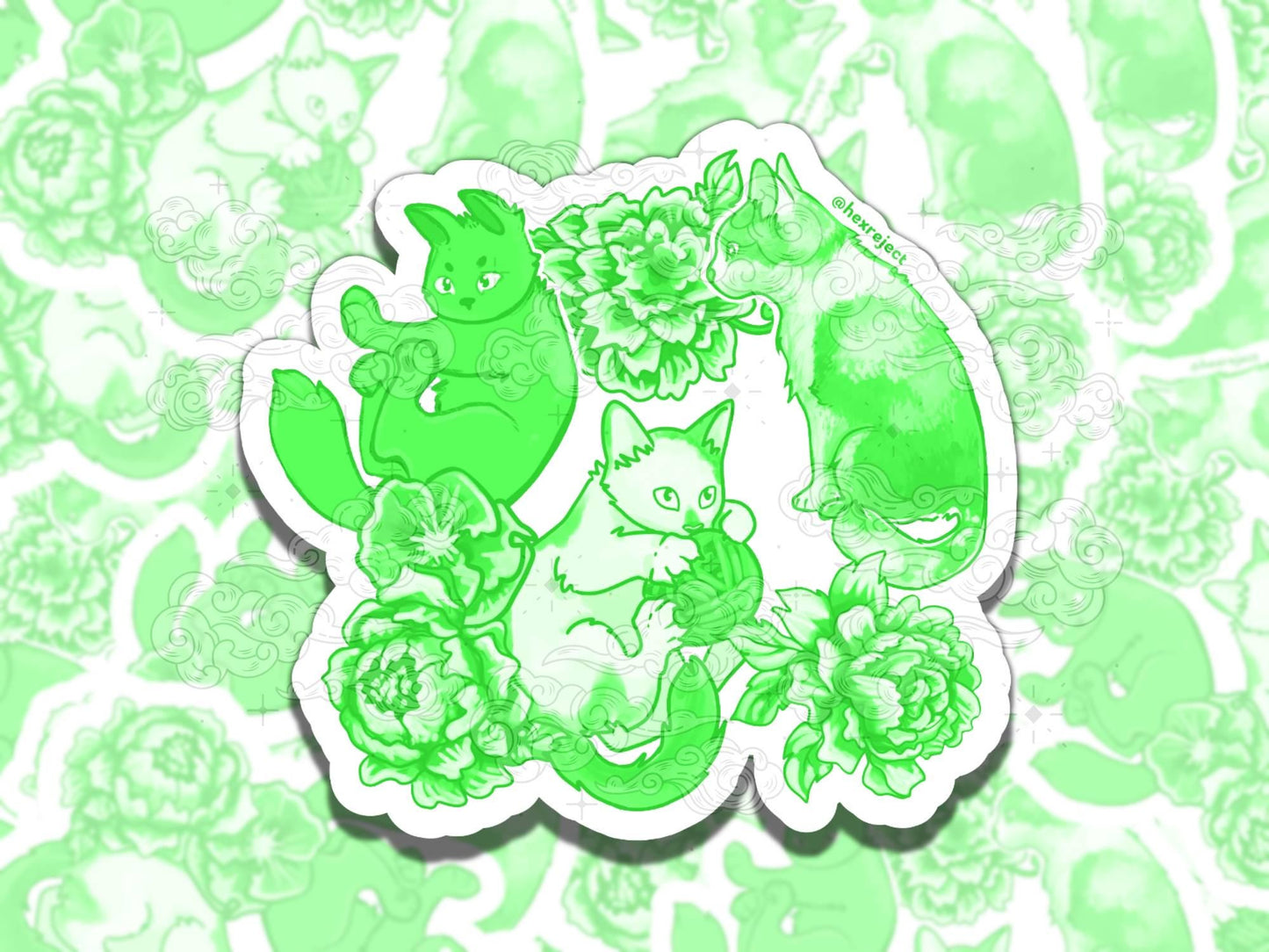 Kitty Porcelain Cute Witchy Waterproof Vinyl Sticker, Gift for Girl Friend, Funny Sticker for Kindle Laptop Water Bottle Journal