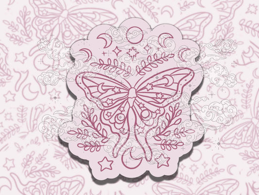 Mystic Moths Cute Fantasy Waterproof Vinyl Sticker, Gift for Girl Friend, Funny Sticker for Kindle Laptop Water Bottle Journal
